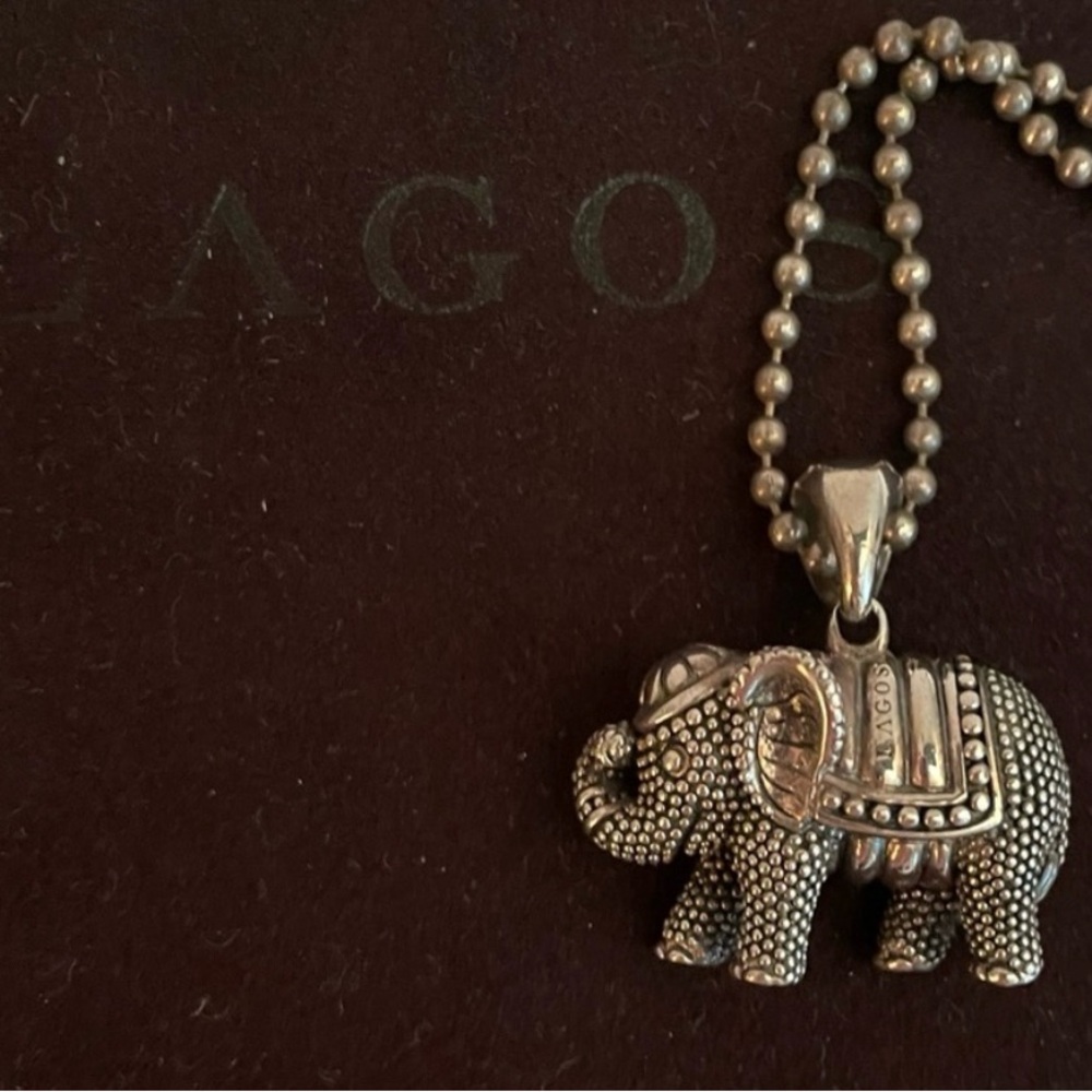 Lagos Silver Elephant Pendant Necklace